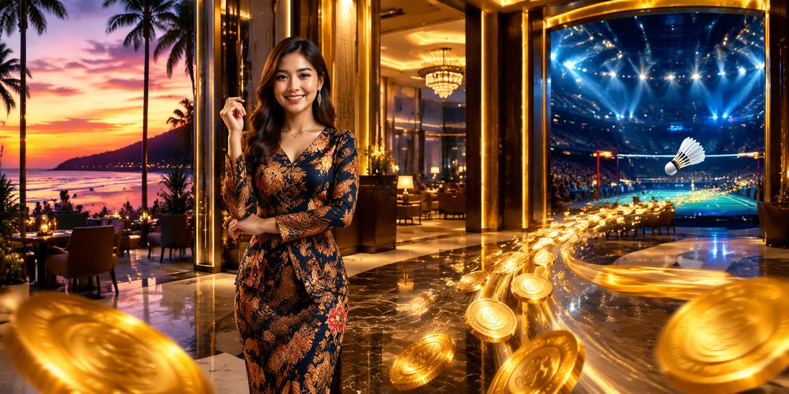 Pengguna wanita dari Pulau Pinang berpakaian batik bermain Baccarat dalam talian melalui telefon